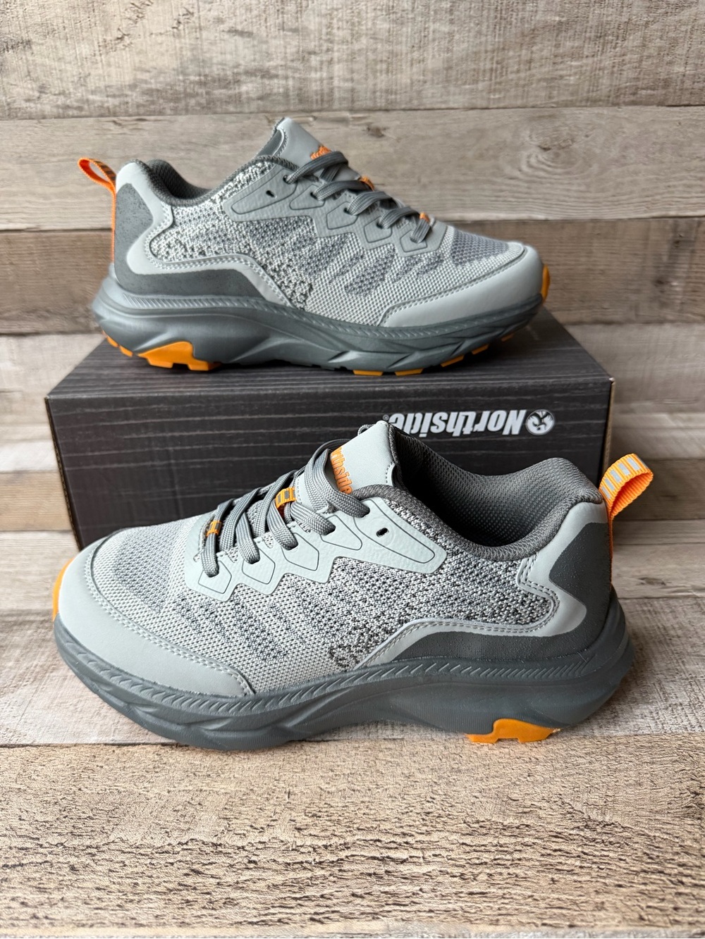 Northside Zenith Trail Boys Size 5 Gray Orange Hiking Trail Sneakers NEW
